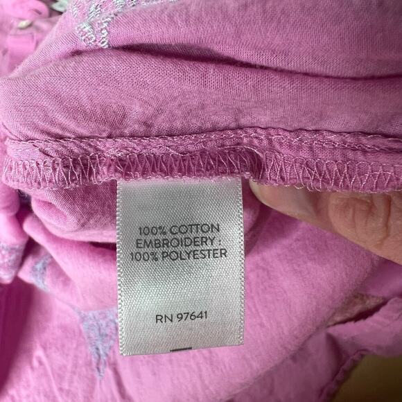 J. Jill Embroidered Button Up Tunic Top Shirt Sz XL Pink Cotton Casual Mature - Picture 9 of 9